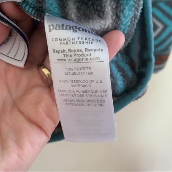 Patagonia Lightweight Synchilla Snap-T Pullover Youth XL (14) Blue Aztec Tribal - Picture 5 of 6